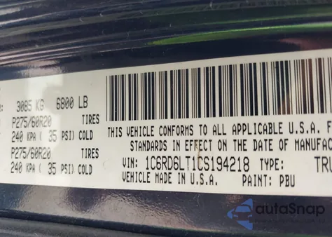 2012 Ram 1500 Slt из США, поврежденный, VIN 1C6RD6LT1CS194218